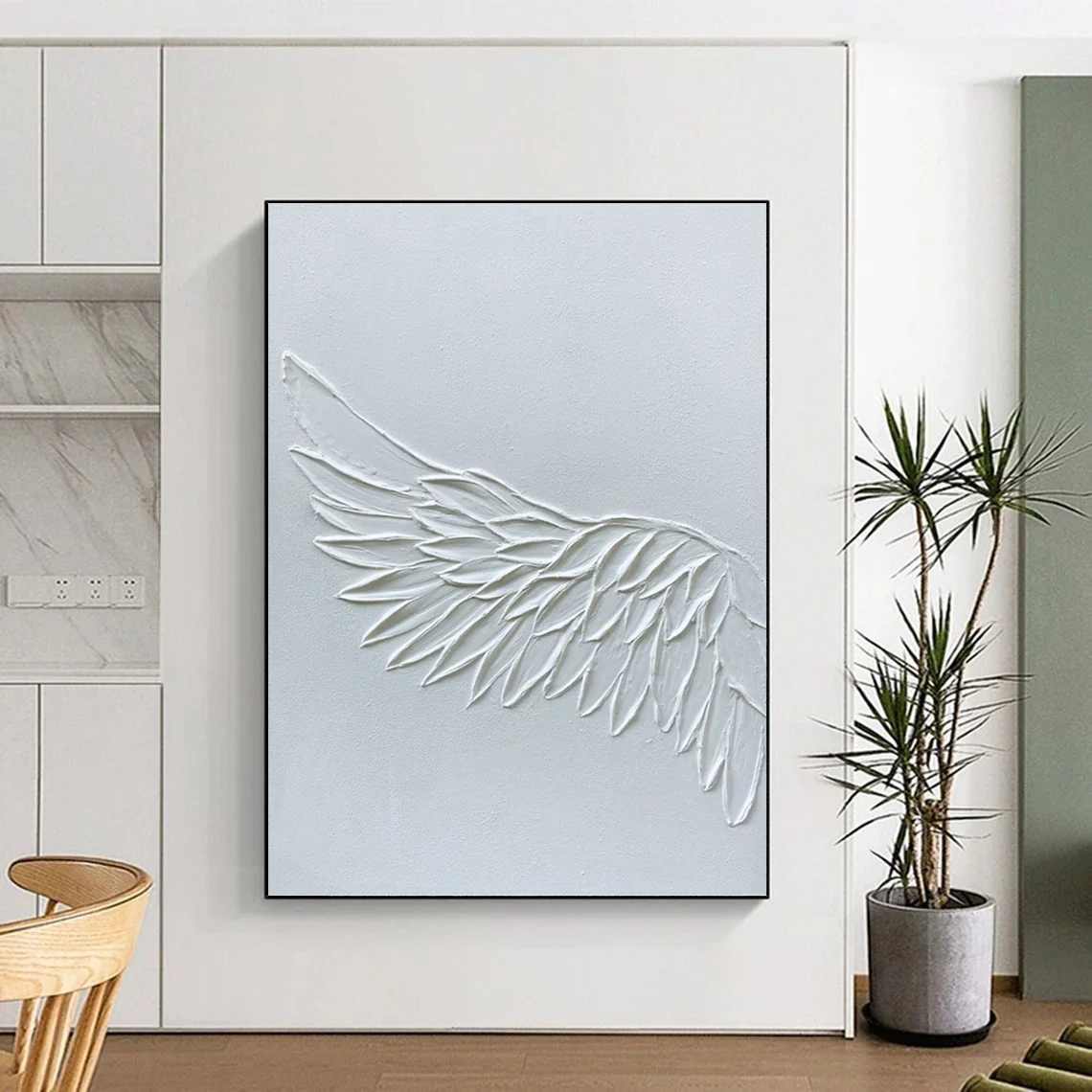 Sculptural Minimalist Wing - extra large blue abstract painting